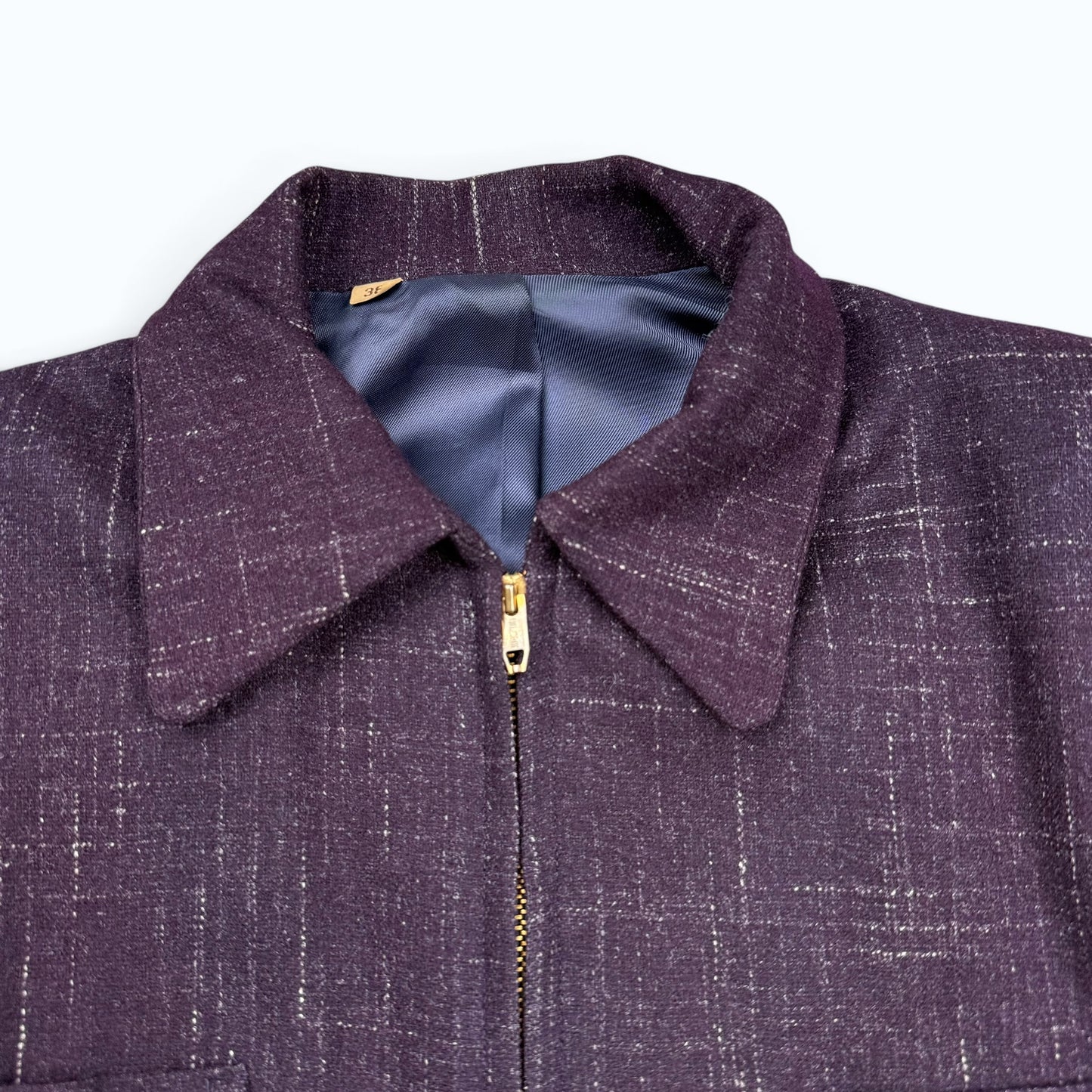 1950s Dark Purple Rockabilly Wool Zip Up Jacket