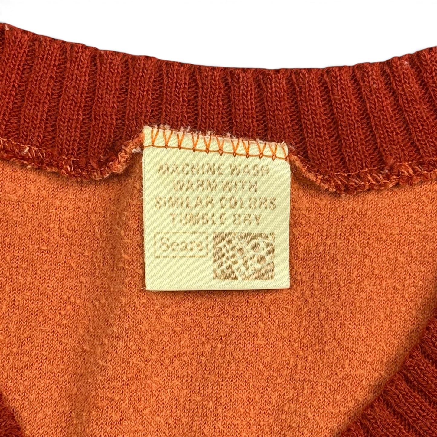1970s Two Tone Rust Orange Sweatshirt - Velour