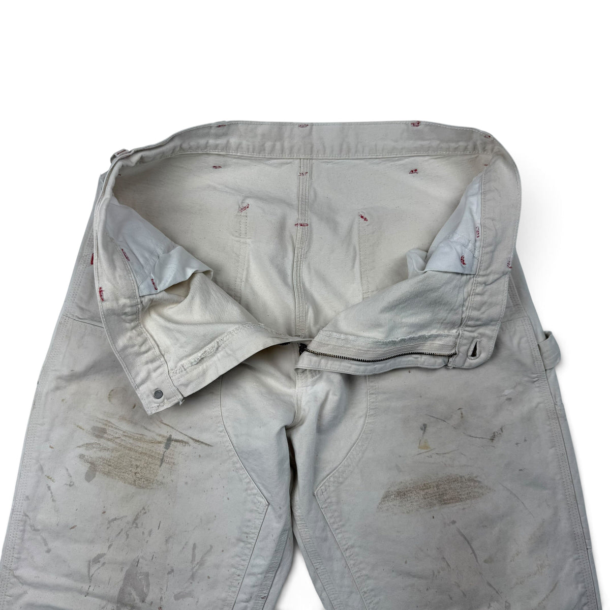 1970s/80s Cream Carhartt Paint Splattered Carpenter Pants