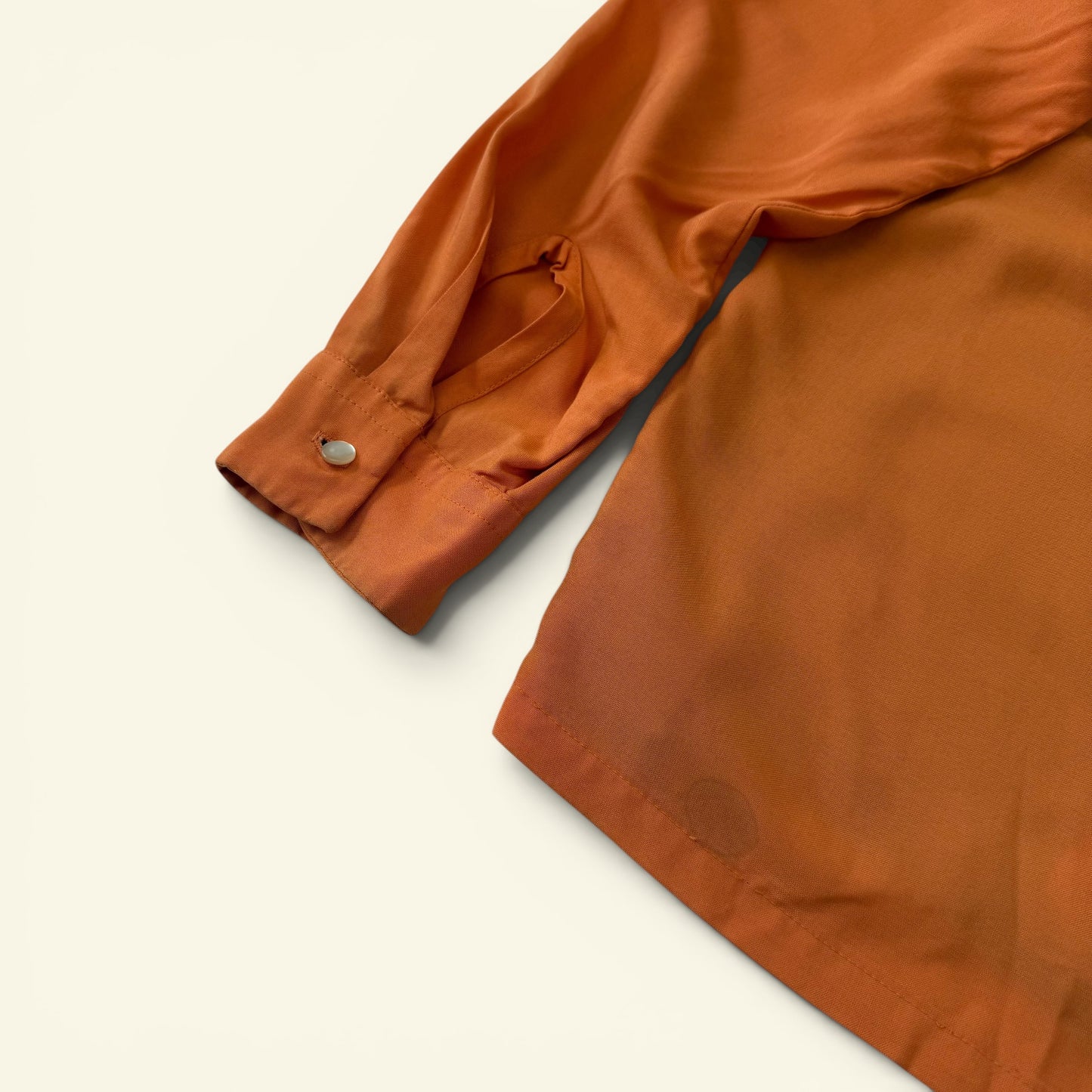 1950s Orange And Brown Paisley Rockabilly Rayon Shirt