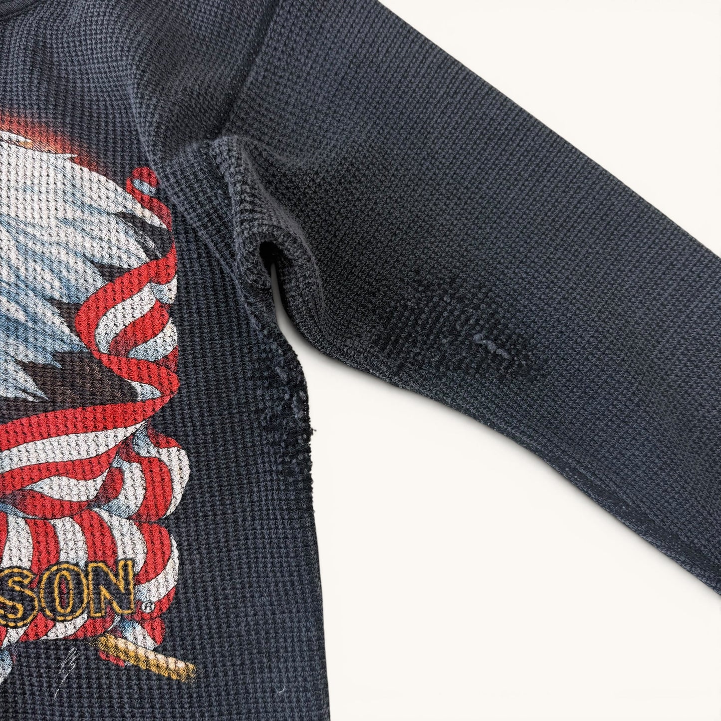 1980s Black Harley 3D Emblem Thermal Shirt