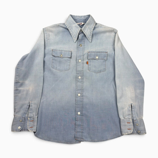 1970s Levis Orange Tab Chambray Button Up Shirt