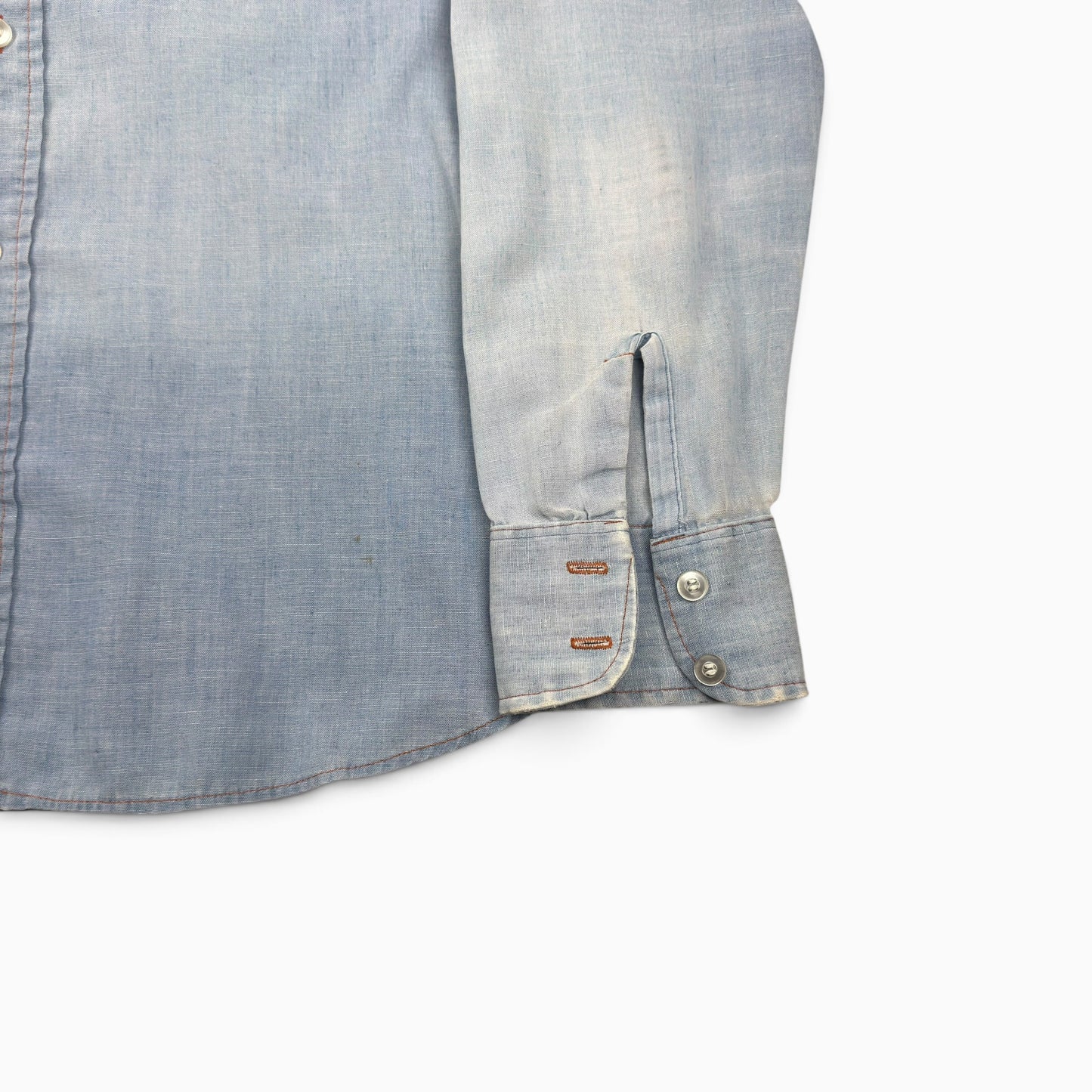1970s Levis Orange Tab Chambray Button Up Shirt