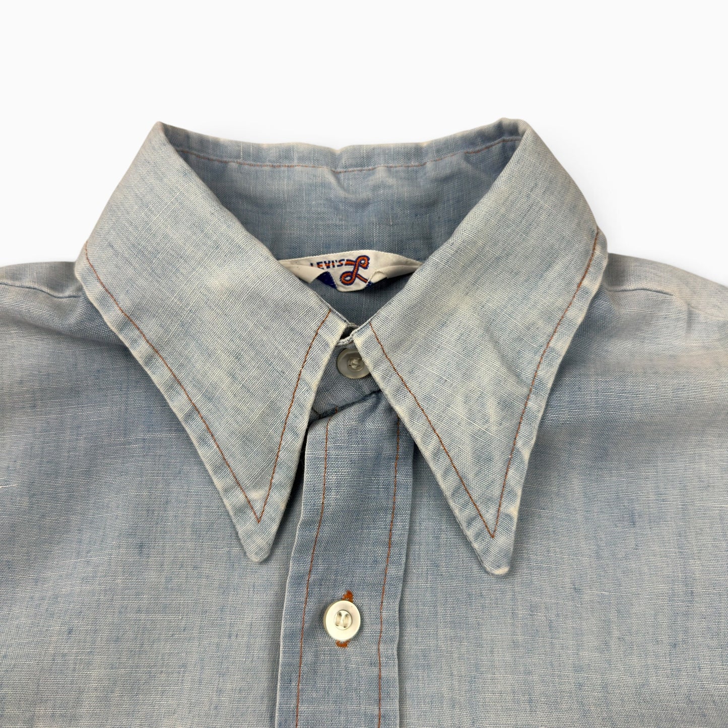 1970s Levis Orange Tab Chambray Button Up Shirt