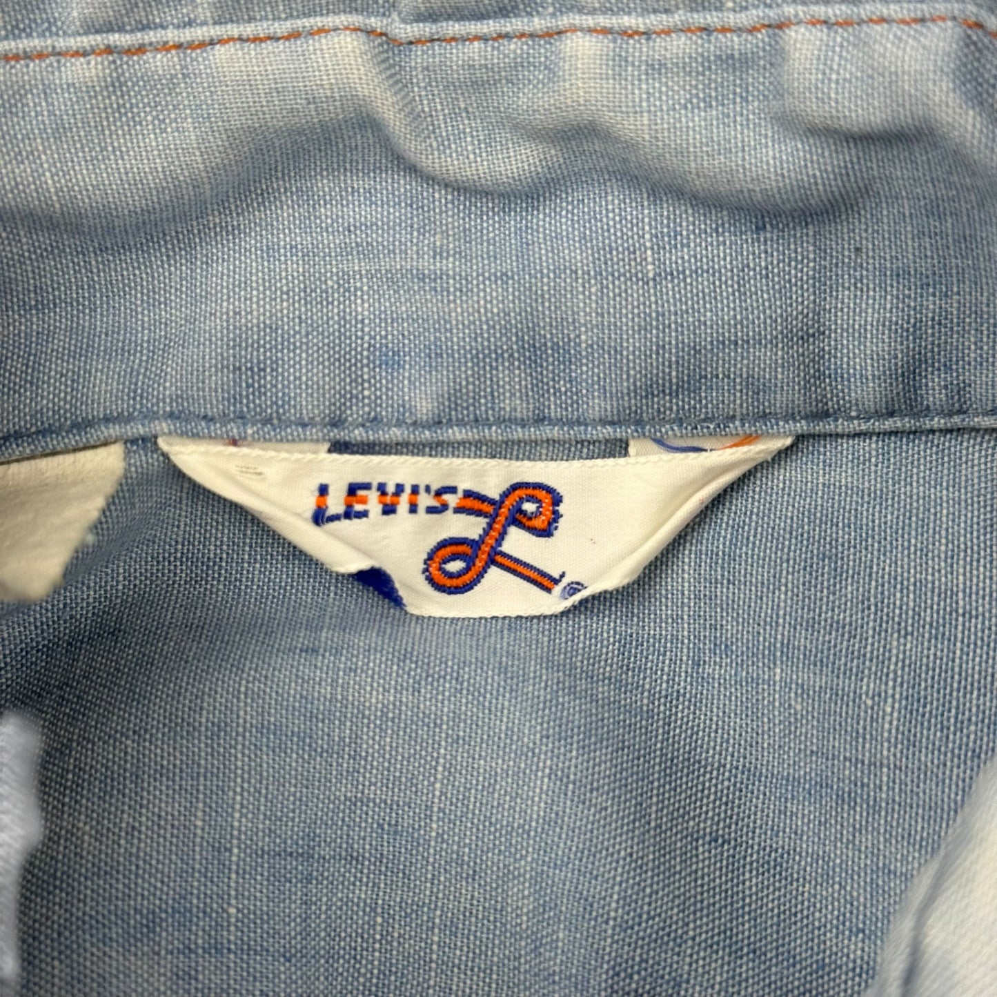 1970s Levis Orange Tab Chambray Button Up Shirt