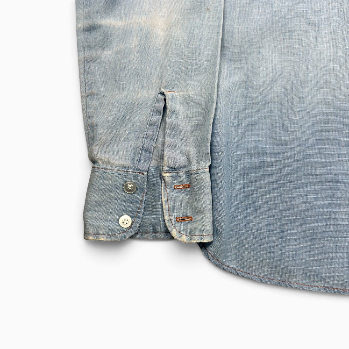 1970s Levis Orange Tab Chambray Button Up Shirt