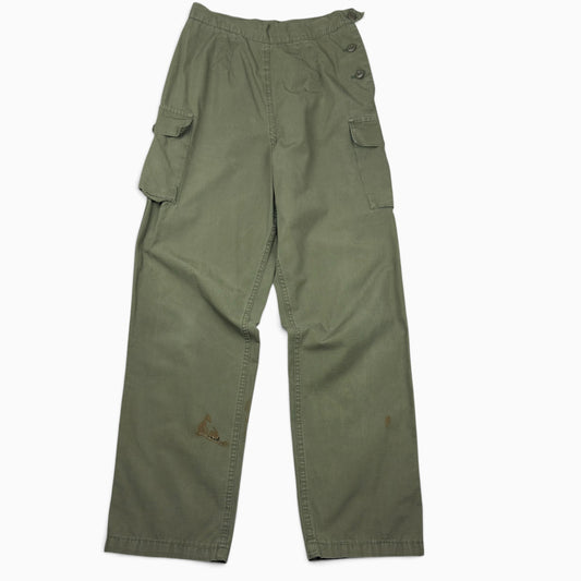 1970s Military Green Poplin OG-107 Cargo Pants - Side Button