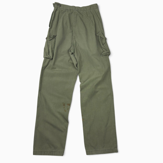 1970s Military Green Poplin OG-107 Cargo Pants - Side Button