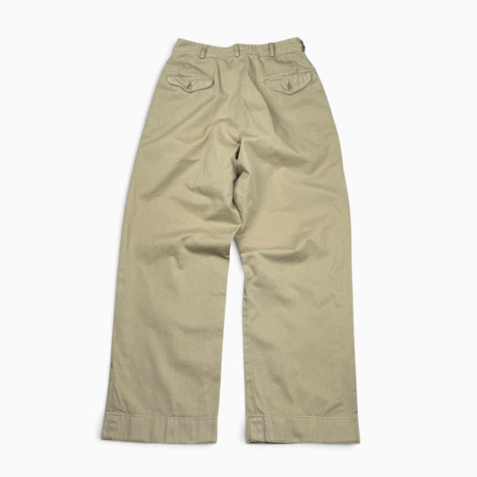 1950s Khaki Cotton Twill Military Trousers