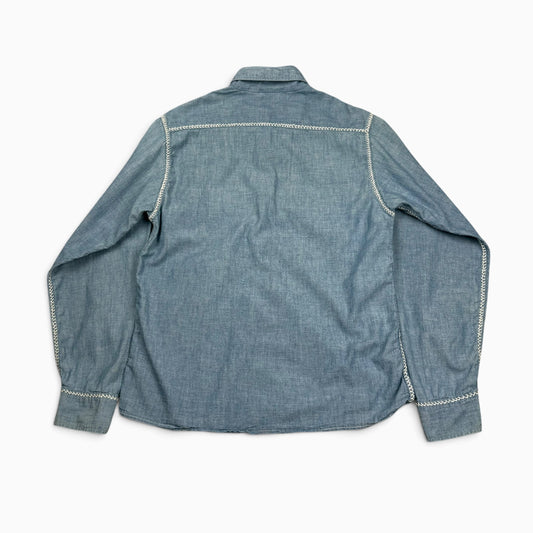 1950s Big Mac Penneys Embroidered Chambray Button Up Shirt