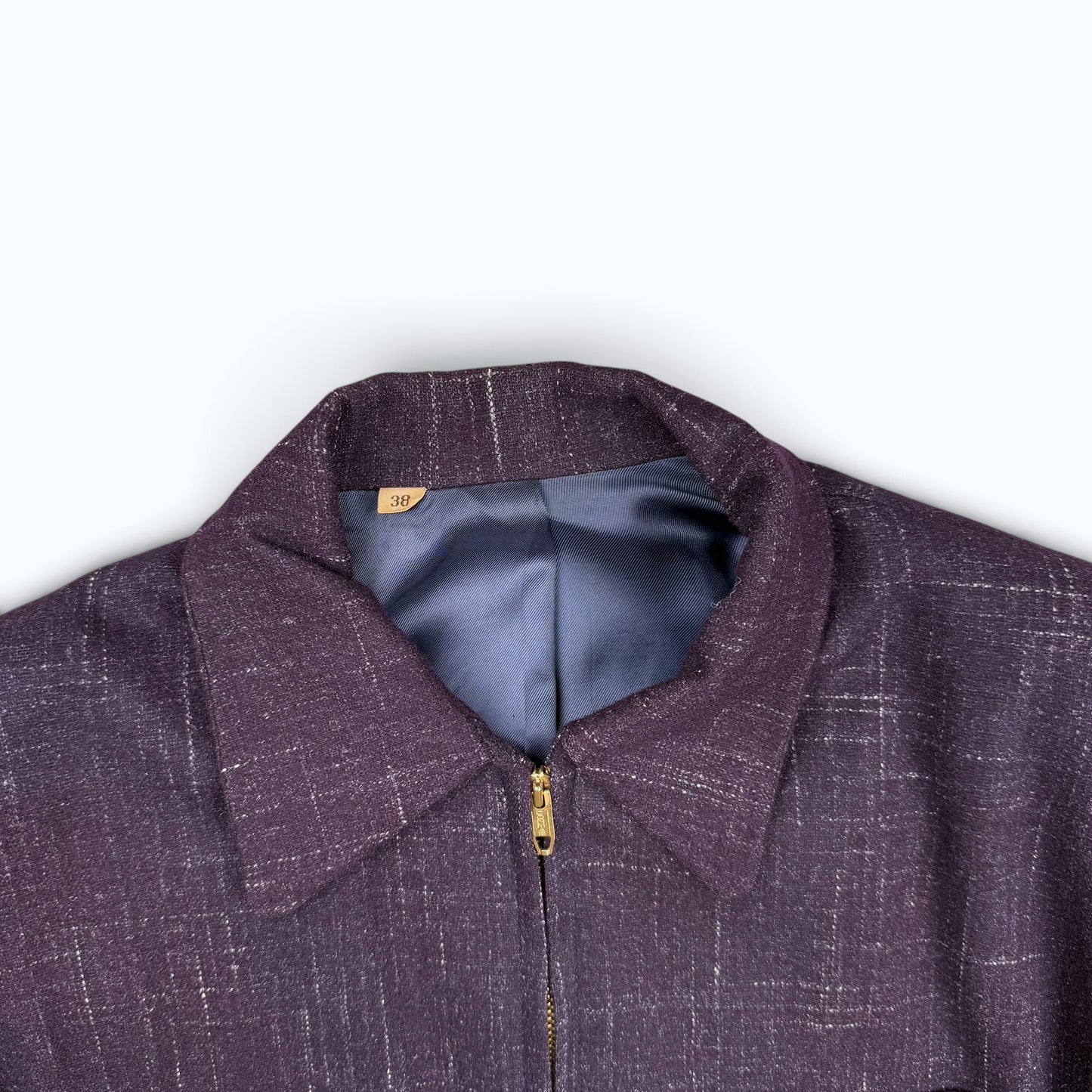1950s Dark Purple Rockabilly Wool Zip Up Jacket