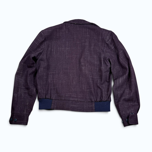 1950s Dark Purple Rockabilly Wool Zip Up Jacket