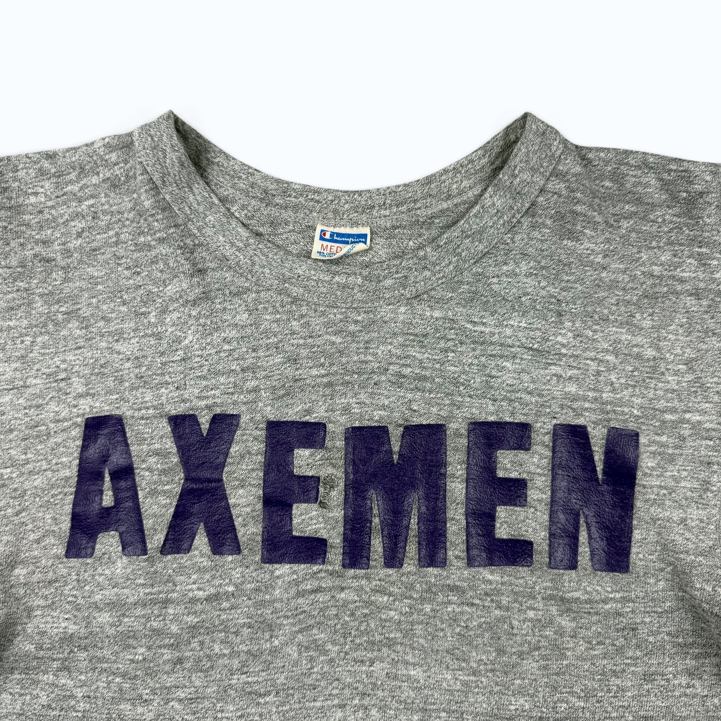 1970s Heather Grey Axemen Champion Blue Bar T Shirt