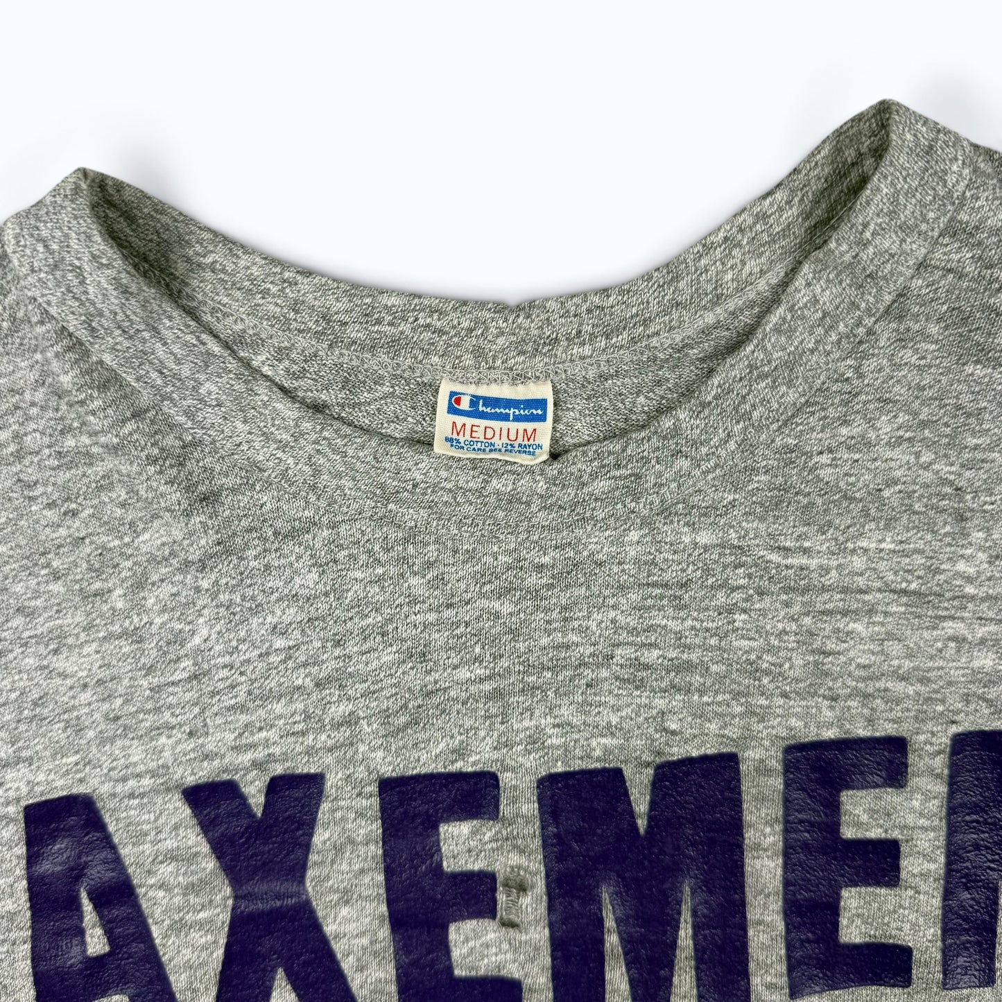 1970s Heather Grey Axemen Champion Blue Bar T Shirt