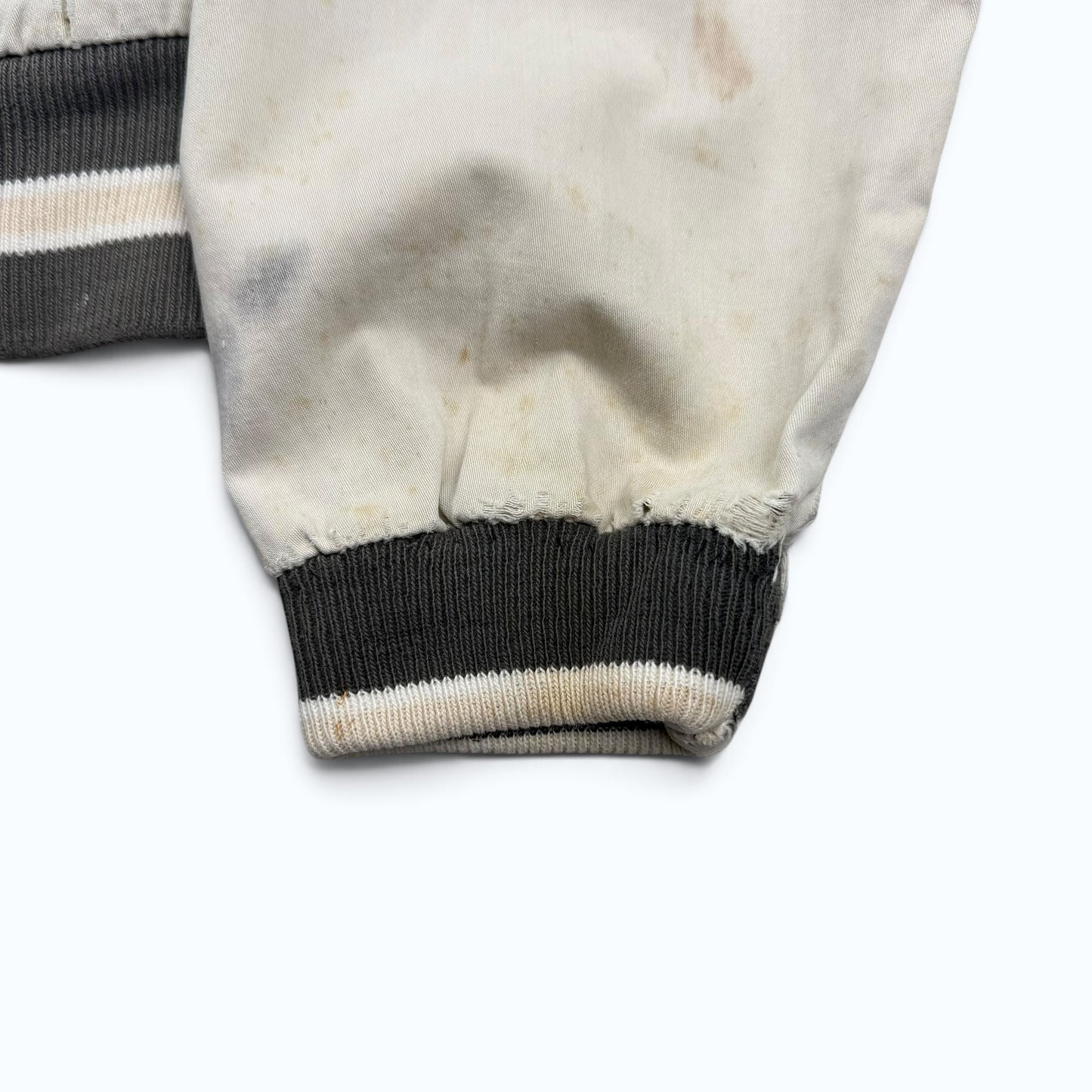 1960s Cream Cotton Distressed Zip Up Jacket