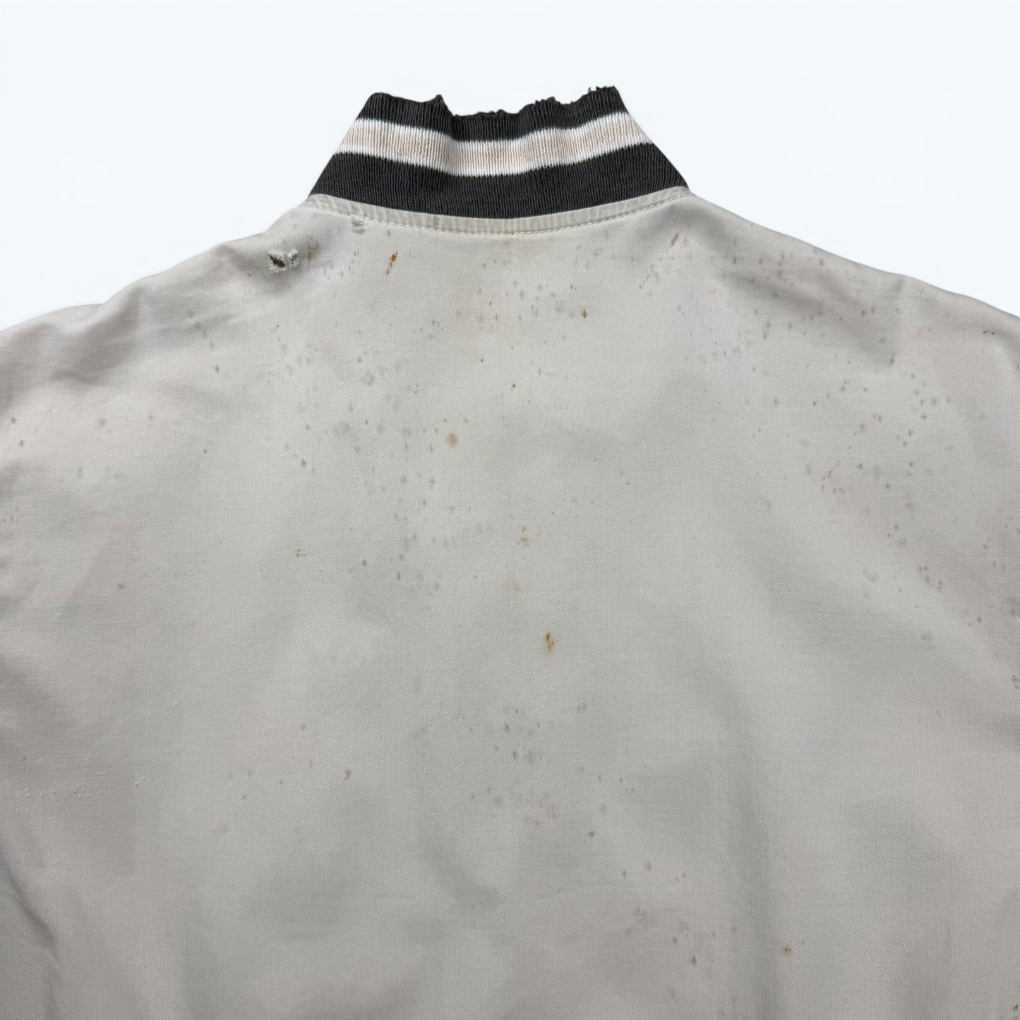 1960s Cream Cotton Distressed Zip Up Jacket
