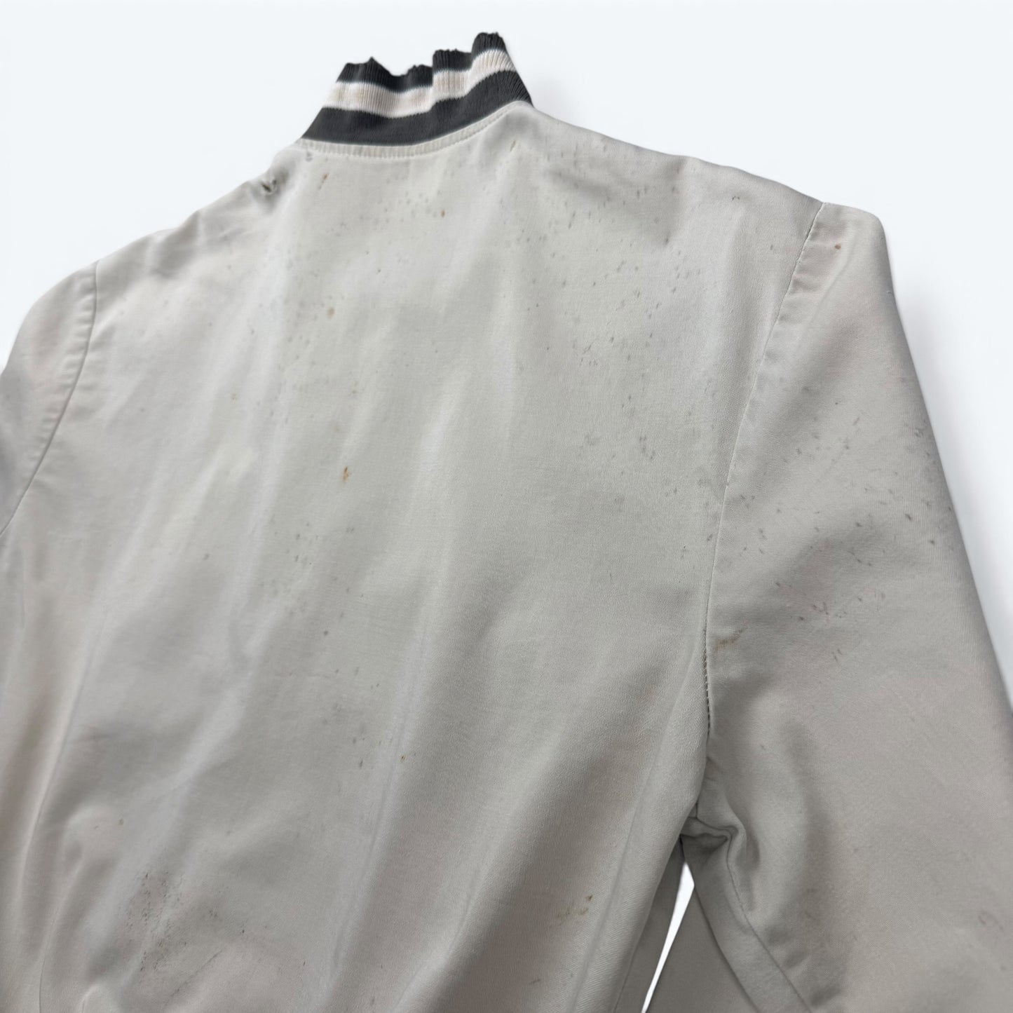 1960s Cream Cotton Distressed Zip Up Jacket