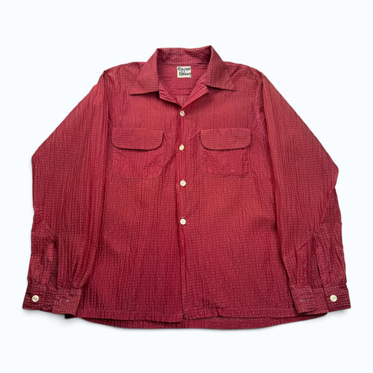 1950s Sheer Textured Maroon Loop Collar