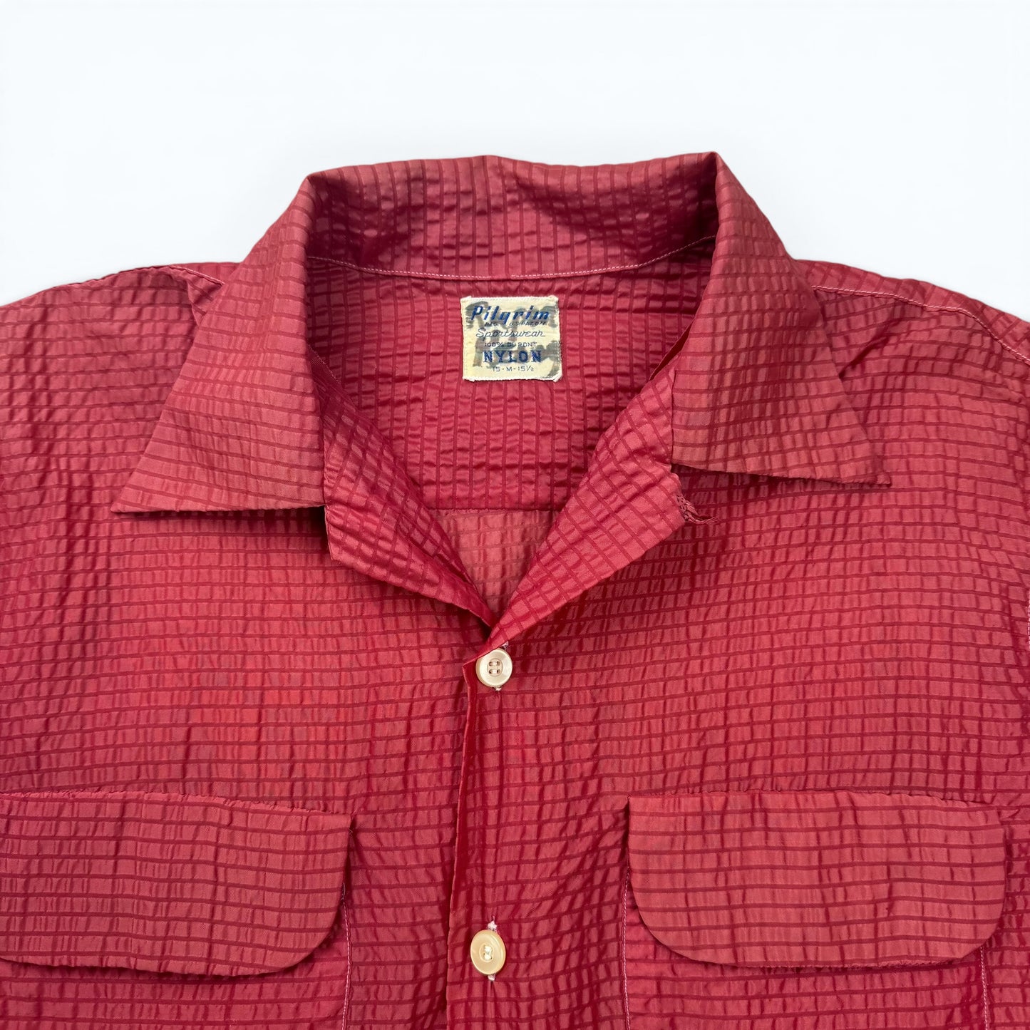 1950s Sheer Textured Maroon Loop Collar