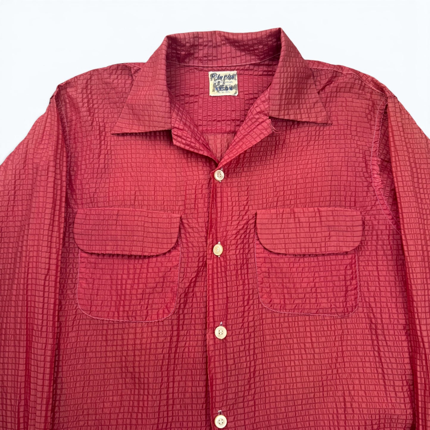 1950s Sheer Textured Maroon Loop Collar