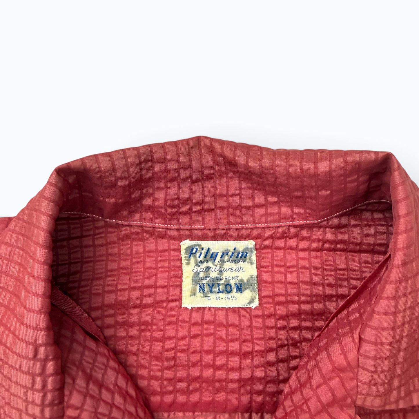 1950s Sheer Textured Maroon Loop Collar