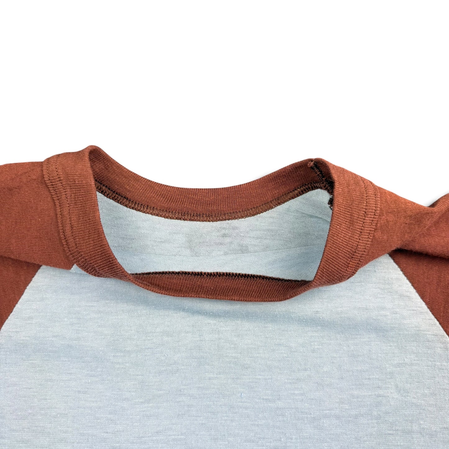 1970s Baby Blue and Brown Baseball T Shirt