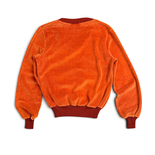 1970s Two Tone Rust Orange Sweatshirt - Velour