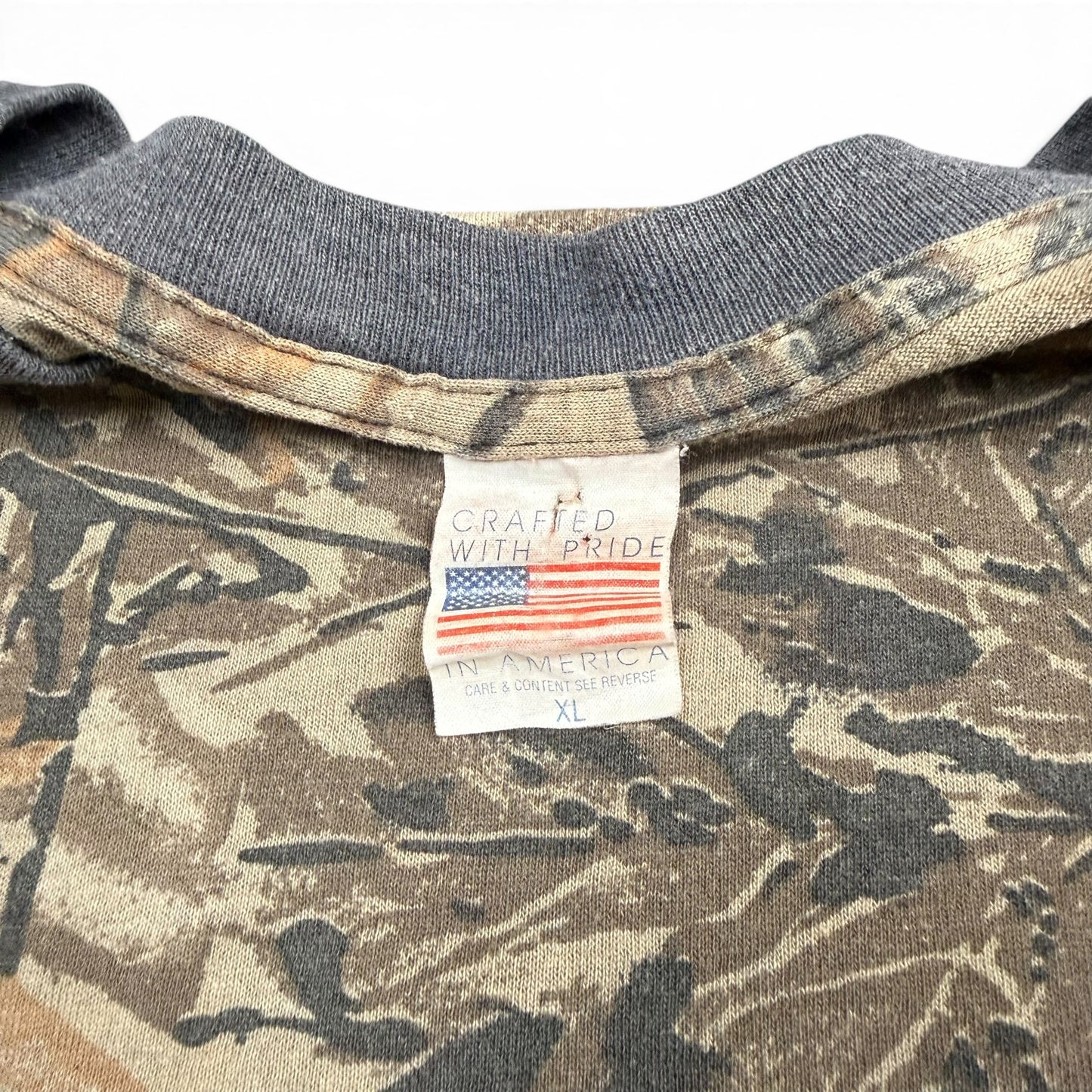 1980s Camo Long Sleeve Pocket T Shirt - A BOX