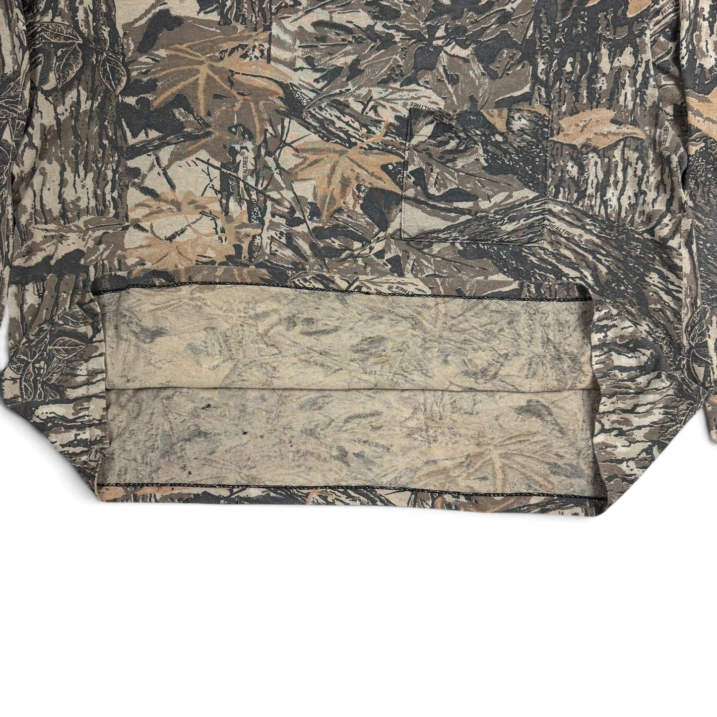 1980s Camo Long Sleeve Pocket T Shirt - A BOX