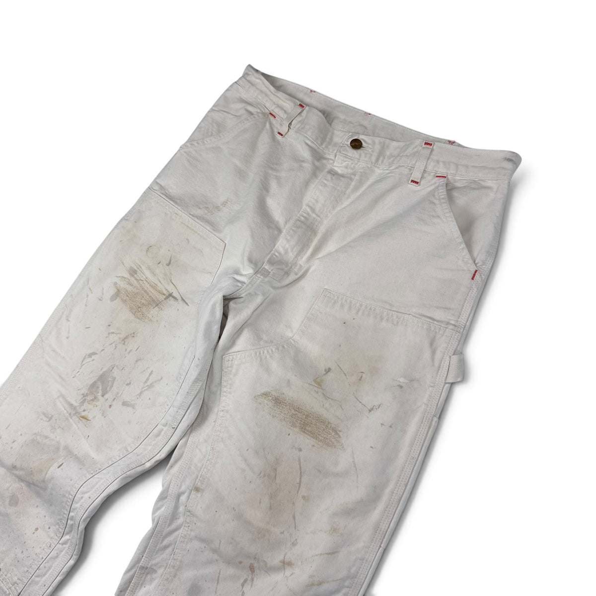 1970s/80s Cream Carhartt Paint Splattered Carpenter Pants