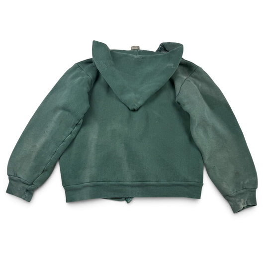 1960s Faded Forest Green Thermal Lined Hoodie