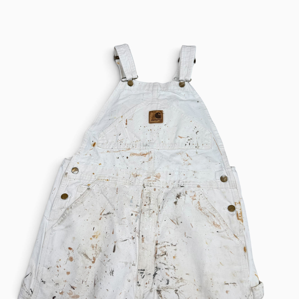 1990s Cream Carhartt Paint Splatter Overalls