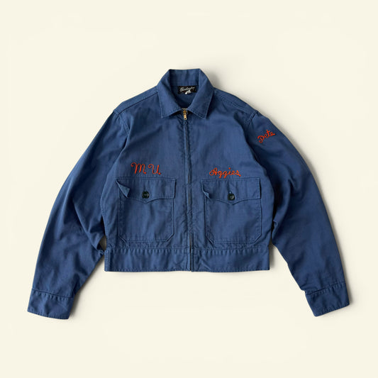 1960s Navy Blue Chainstitch Embroidered Jacket