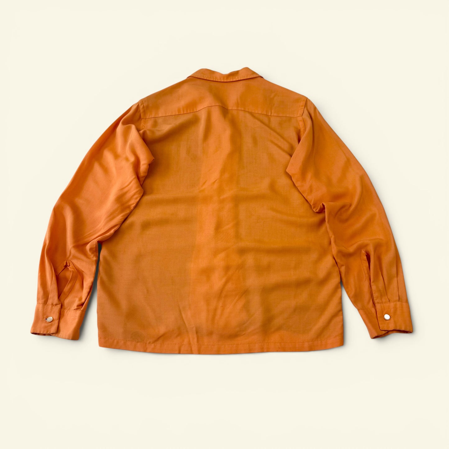 1950s Orange And Brown Paisley Rockabilly Rayon Shirt