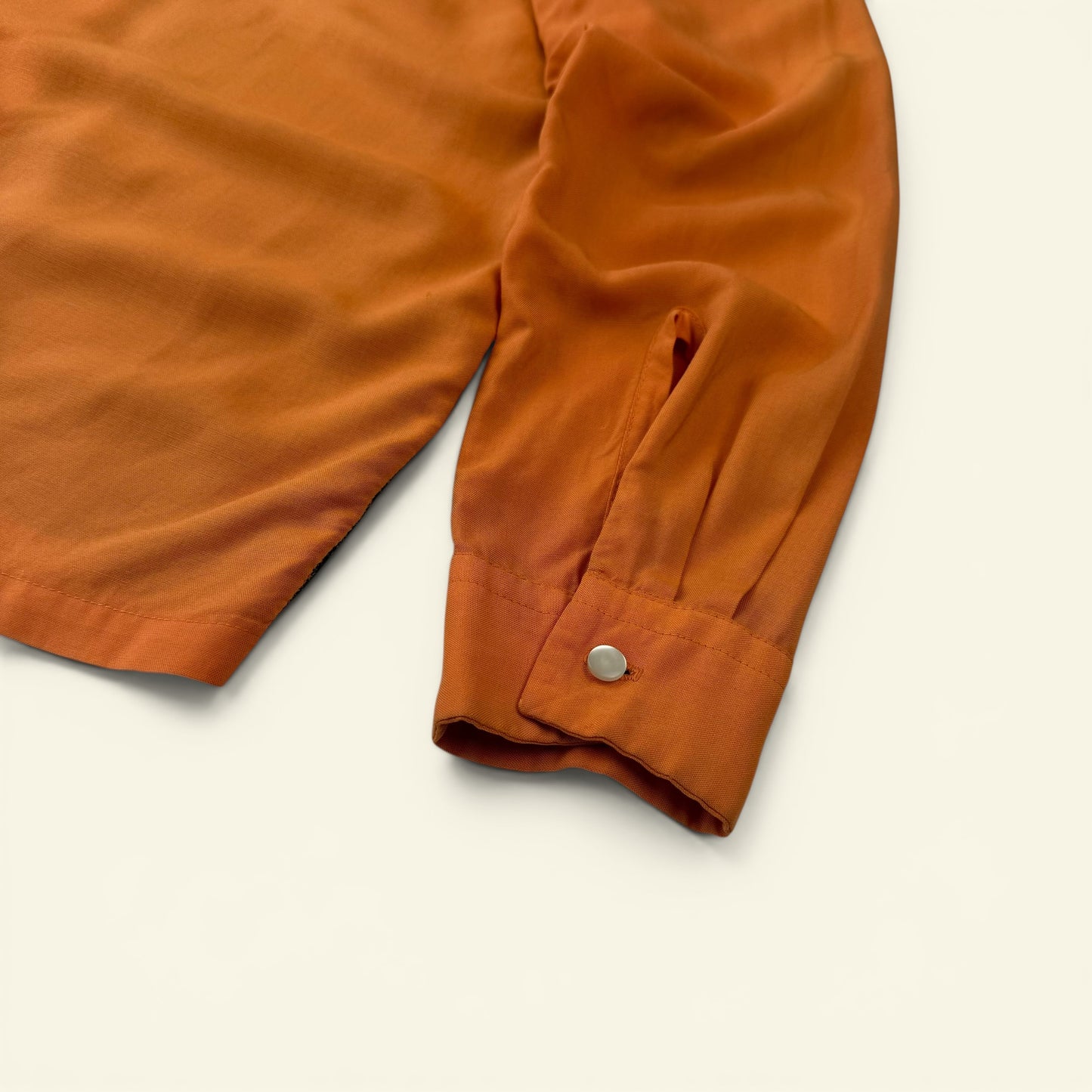 1950s Orange And Brown Paisley Rockabilly Rayon Shirt
