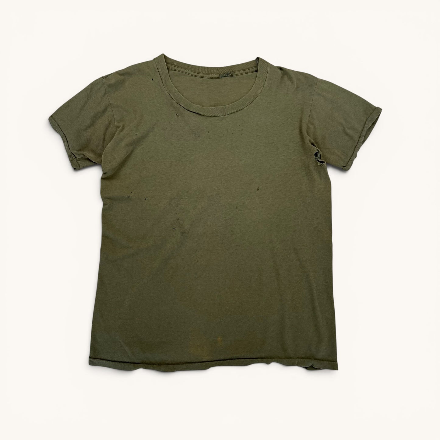 1960s Olive Distressed Military Stencil T Shirt