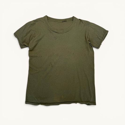 1960s Olive Distressed Military Stencil T Shirt