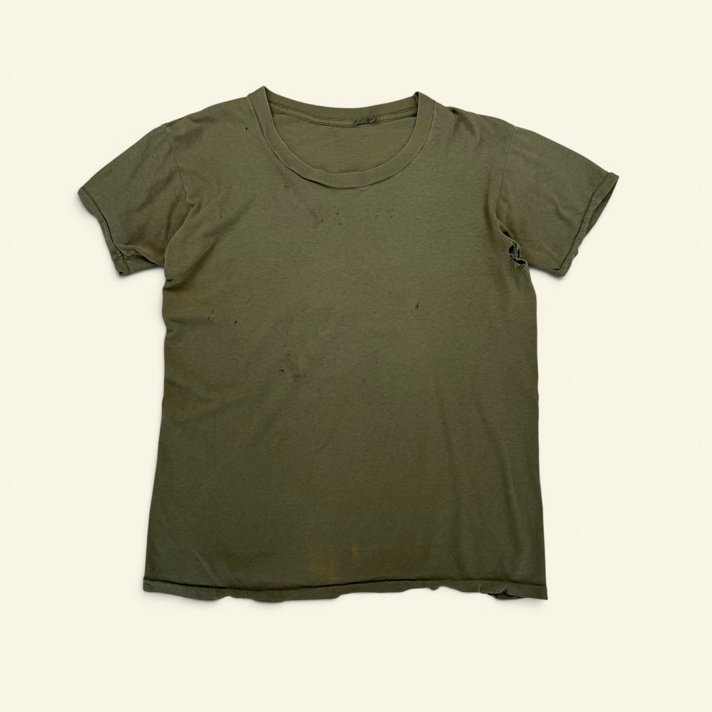 1960s Olive Distressed Military Stencil T Shirt