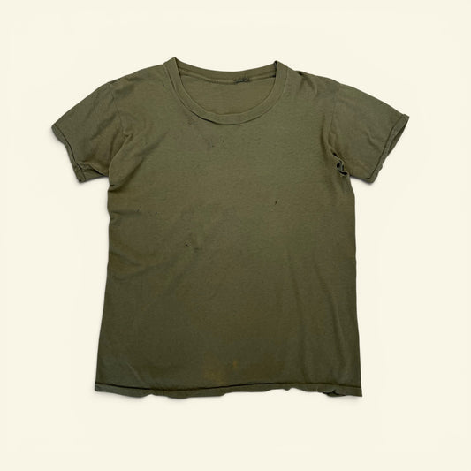 1960s Olive Distressed Military Stencil T Shirt