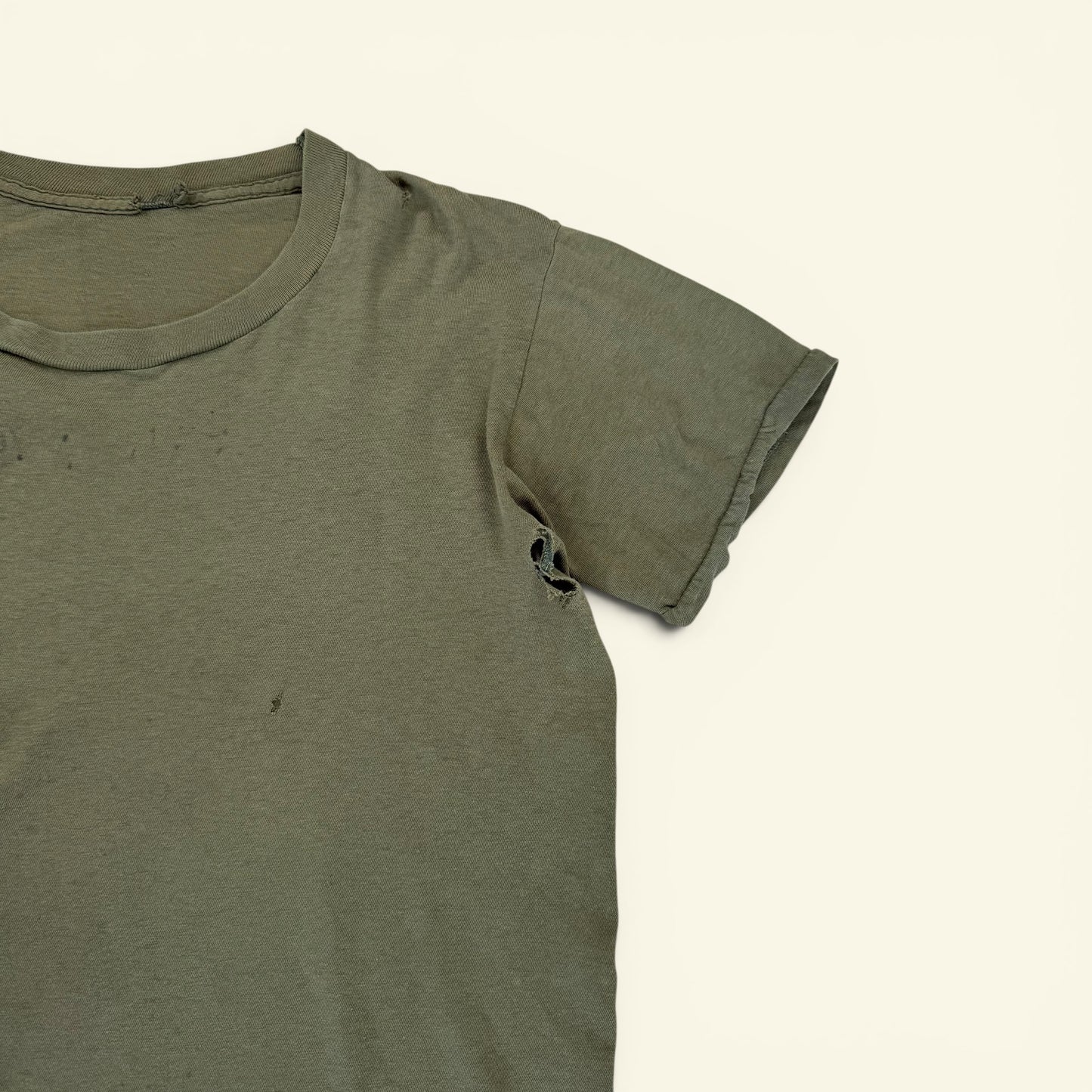 1960s Olive Distressed Military Stencil T Shirt