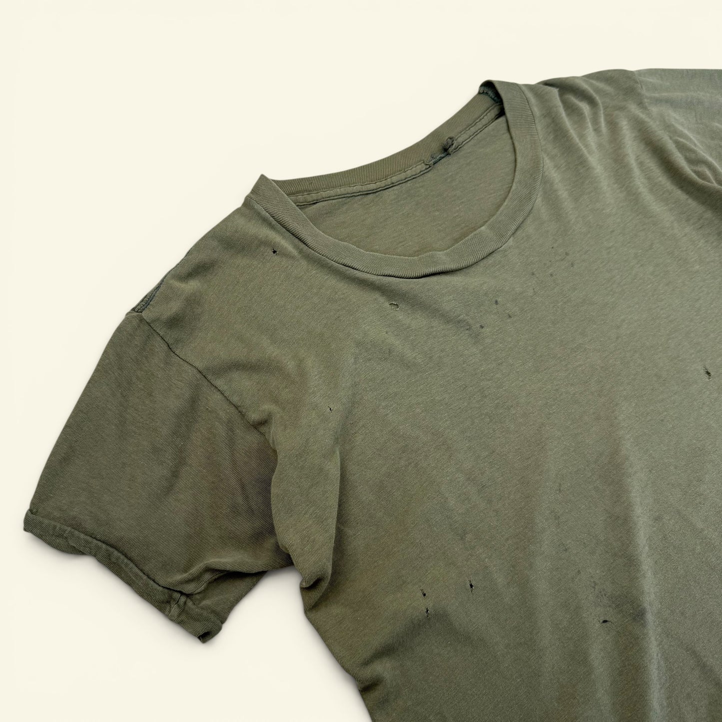 1960s Olive Distressed Military Stencil T Shirt