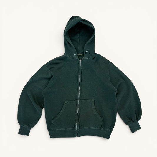 1960s Forest Green Zip Up Hoodie