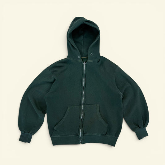 1960s Forest Green Zip Up Hoodie
