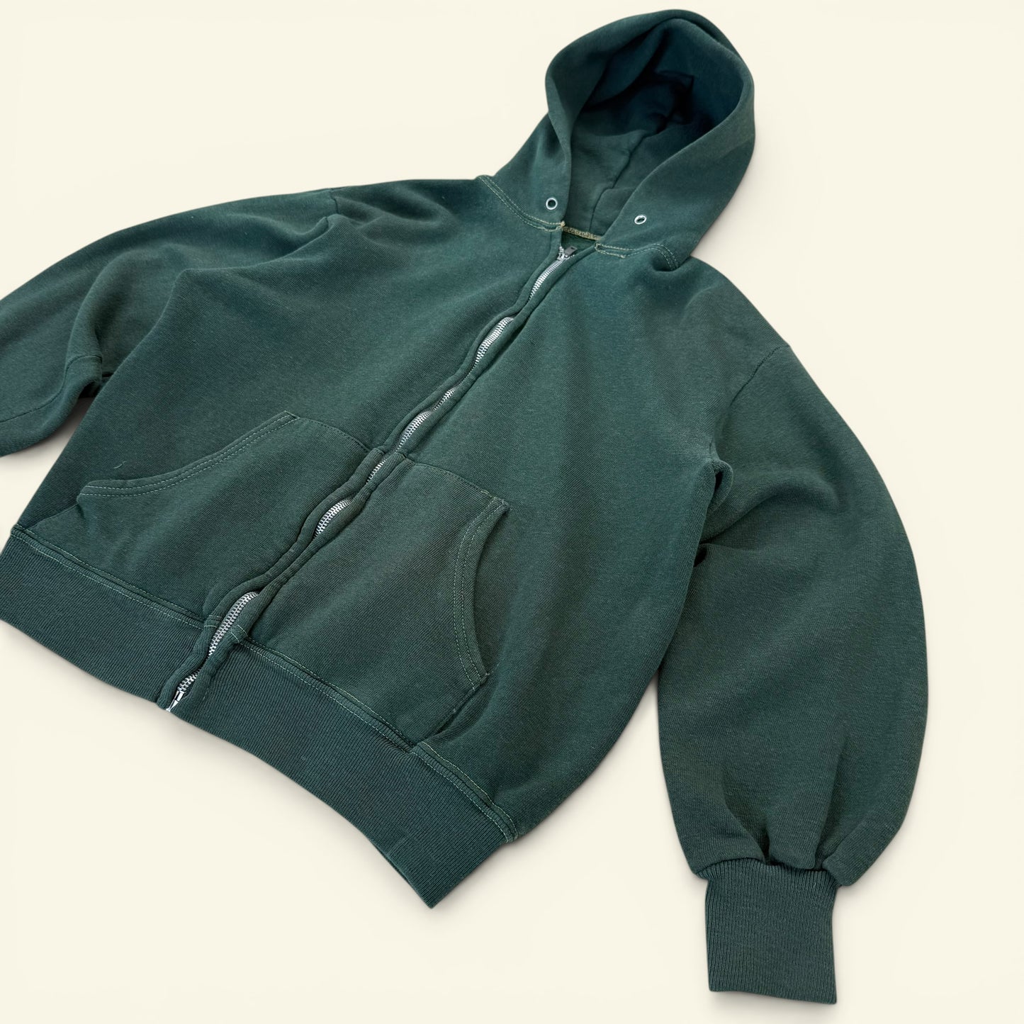 1960s Forest Green Zip Up Hoodie