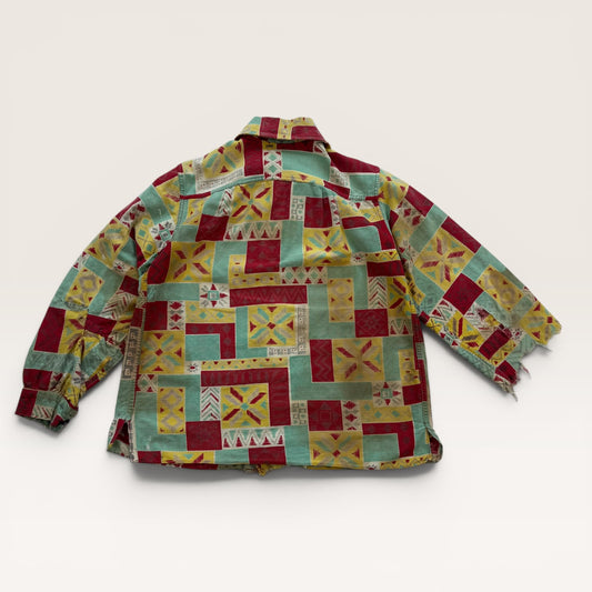 1940s Thrashed Patterned Button Up Shirt