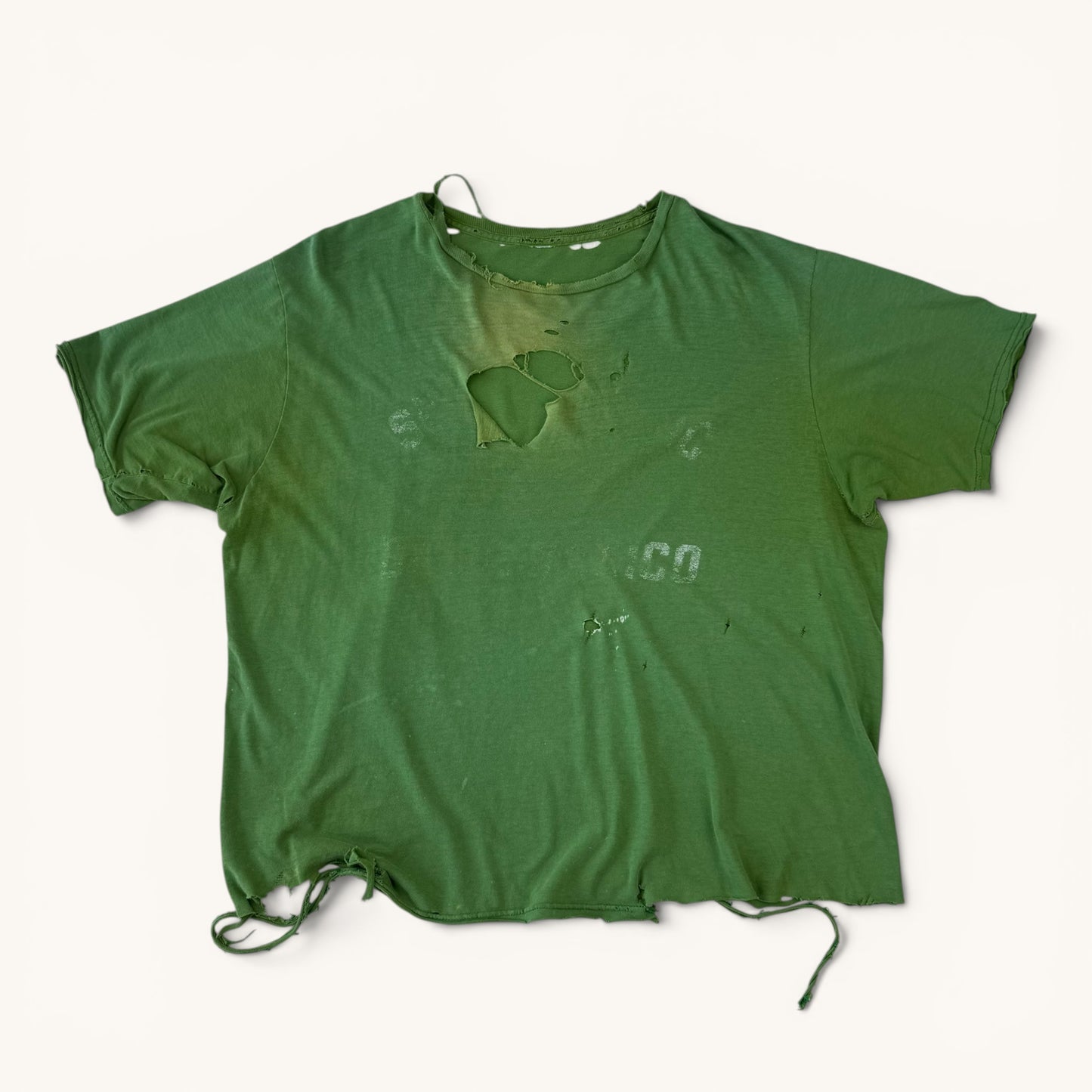 1990s Thrashed Faded Green T Shirt