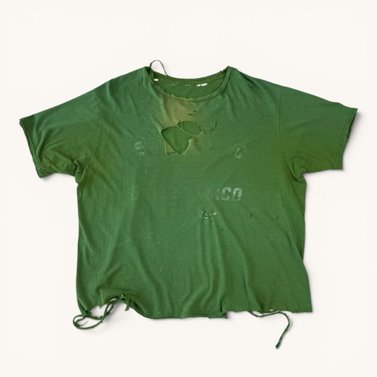 1990s Thrashed Faded Green T Shirt