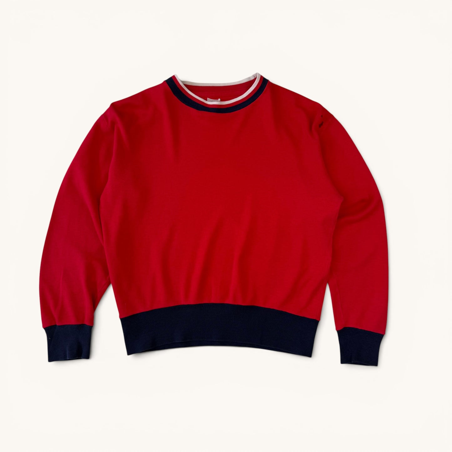 1960s Red and Navy Long Sleeve T Shirt