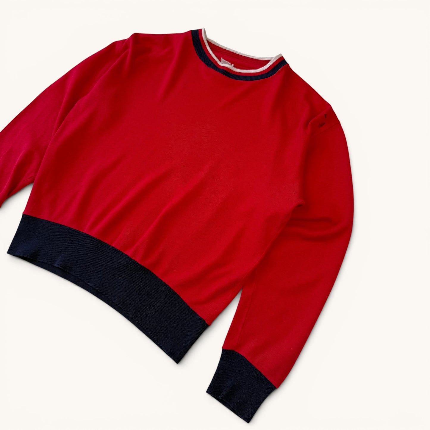 1960s Red and Navy Long Sleeve T Shirt