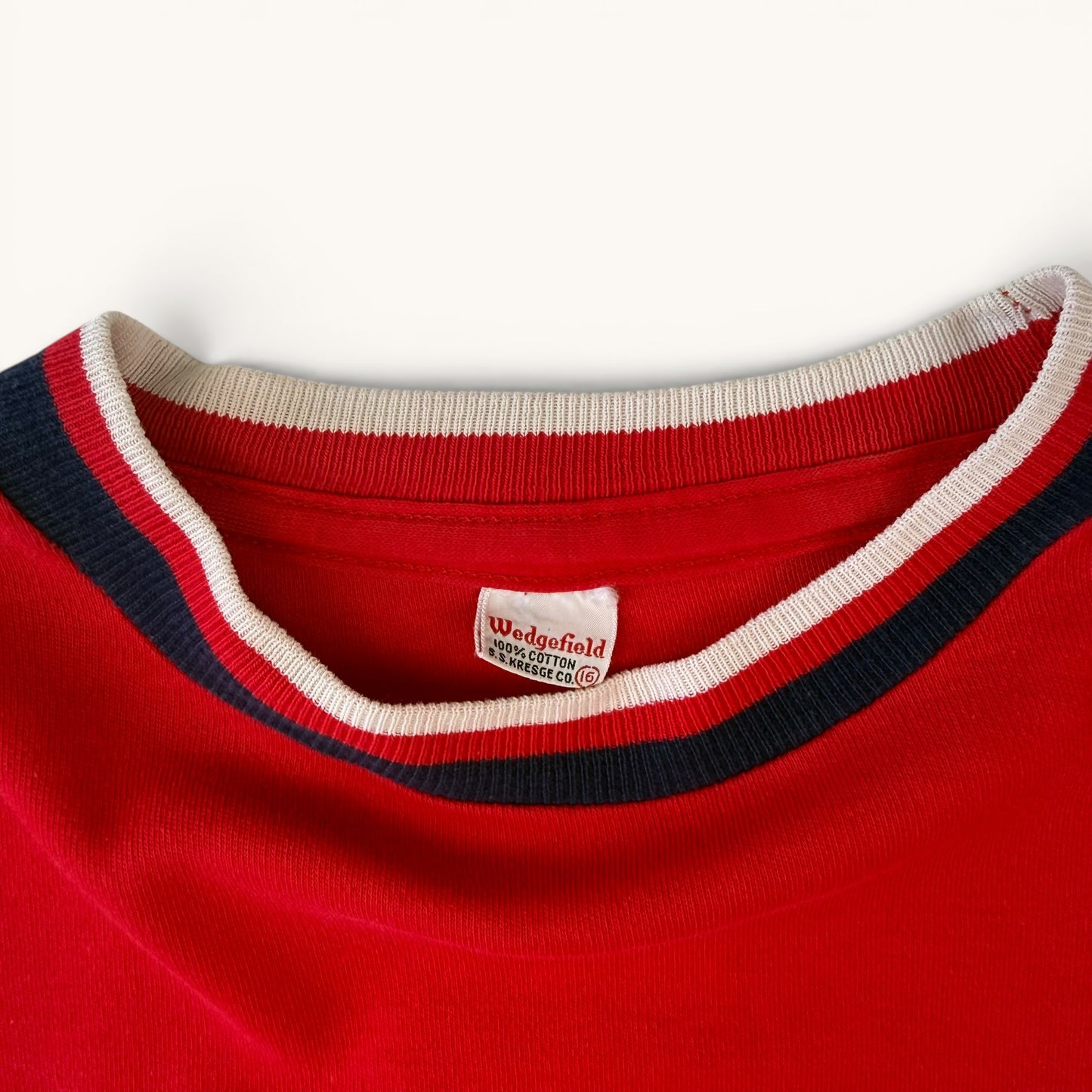 1960s Red and Navy Long Sleeve T Shirt